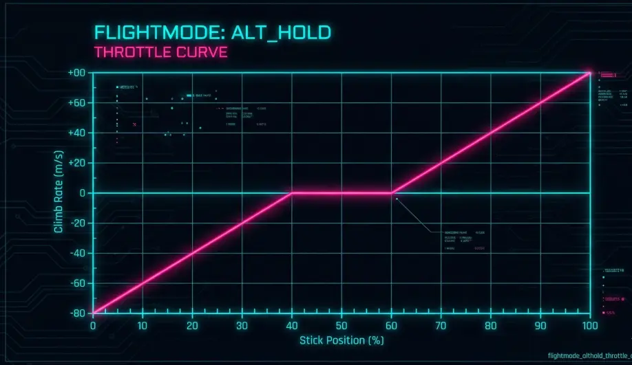 Graph showing the Throttle Deadzone and corresponding Climb Rate response.