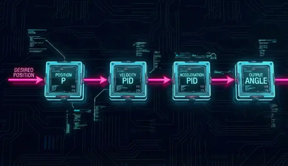 Block diagram of the Position Control Cascade: Position to Velocity to Acceleration.
