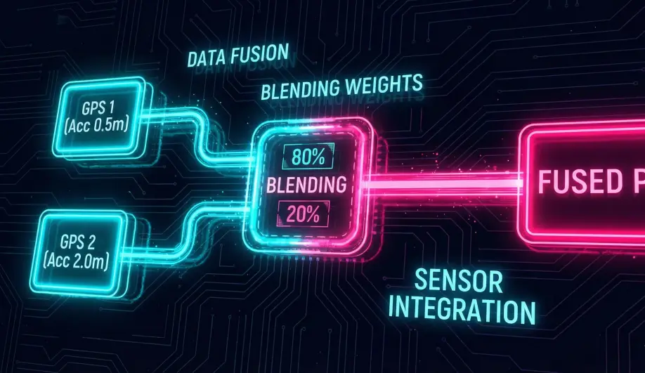 Diagram illustrating the weighted blending logic for dual GPS units.