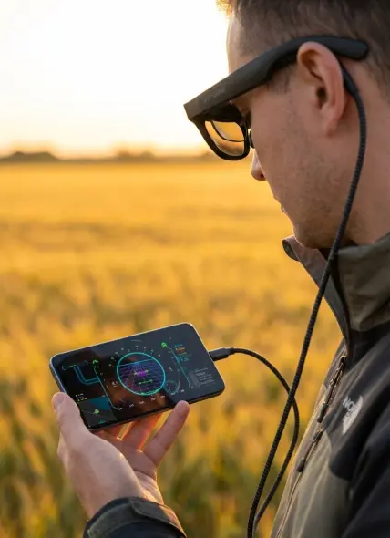 Phone connected to AR glasses via USB-C